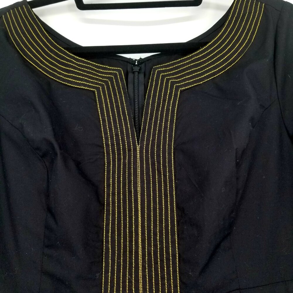 Eshakti Embroidered Poplin Cotton MidiDress, Retro Styling, Sheath /A-line Fit - Picture 4 of 7